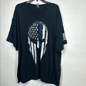 Gildan Black Short Sleeve Tee with American Flag Skull Design